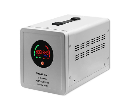 UPS (zasilacz awaryjny) Qoltec Pure Sine Wave UPS | 500VA | 350W | Stała faza | Szary